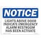 Signmission OSHA Notice Sign, 7" H, Rigid Plastic, Lights Above Door Indicate Emergency Alarm Sign, Landscape OS-NS-P-710-L-14012 - alternate 1